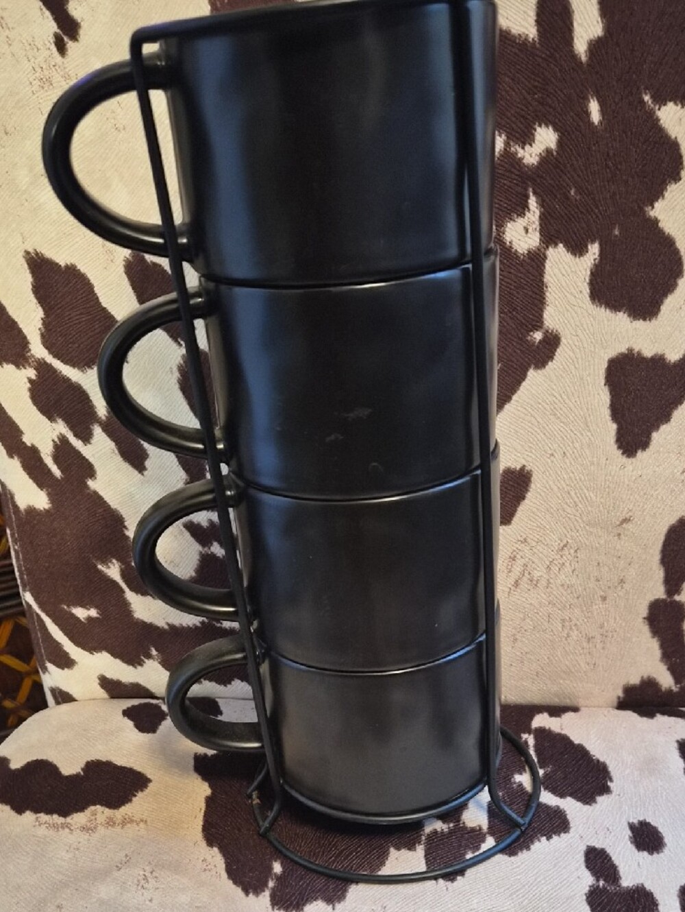 ⚡️RAE DUNN BUNDLE⚡️🖤🖤Black Stackable Coffee Mugs with Black Utensil Caddy🖤🖤 - Picture 9 of 12